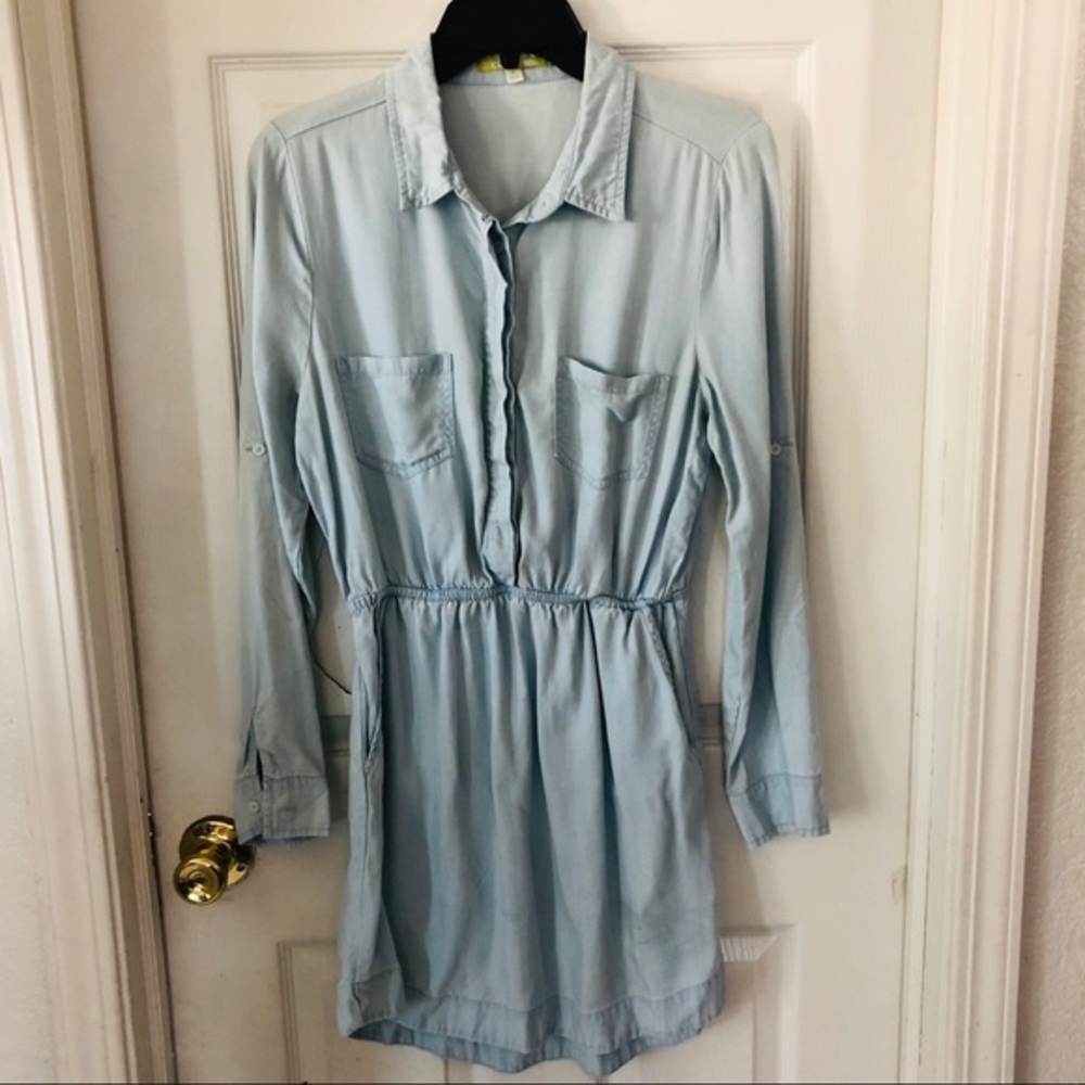GIANNI BINI denim jean long sleeve mini dress Size small